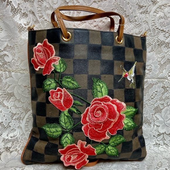 Authentic Fendi, Checkered Handbag Tote 13in x 13in - Picture 8 of 16